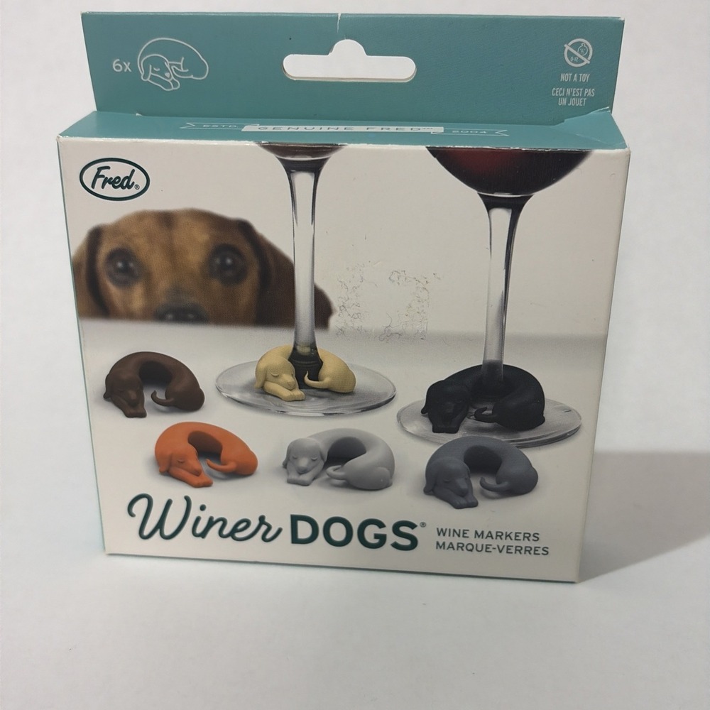 Winer Dog Dachshund Wine Glass Charms Wiener Markers by Fred Winer New